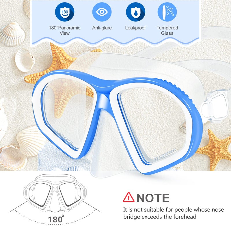 Supertrip Kids Swim Goggles with Nose Cover for Ages 6-14, Tempered Glass Fabric Strap Swimming Snorkel Mask for Pool Beach - Image 3